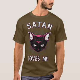 Satan Loves Me Funny Satanic Kitty Goth T-Shirt