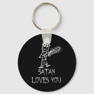 Satan Loves You Halloween Costume Word Design Key Ring
