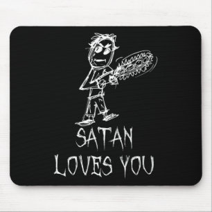Satan Loves You Halloween Costume Word Design Mouse Mat