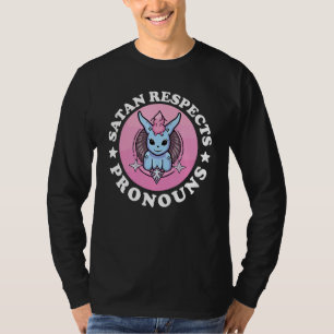 Satan Respects Pronouns LGBTQ Gay Pride T-Shirt