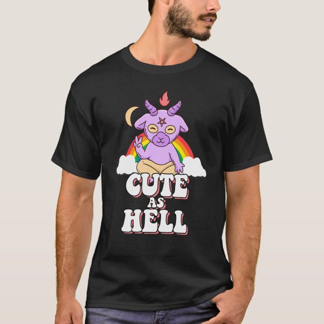 Satan Unicorn Goat Cute As Hell T-Shirt (Front)