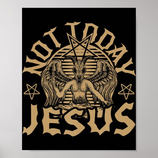 Satanic Baphomet Satan Not Today Jesus Tank TopIf  Poster (Front)