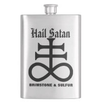 Satanic Cross Hail Satan Brimstone n Sulphur Flask