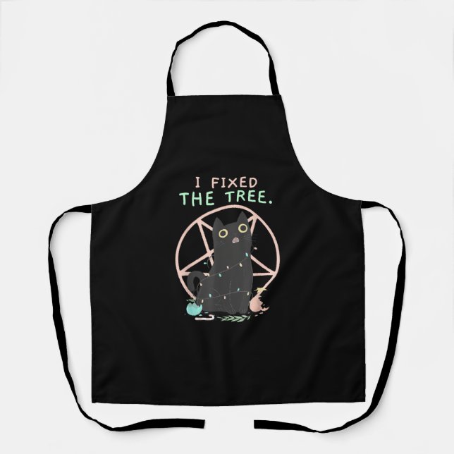 Satanic Demon Cat - Creepy Cute Pastel Goth Christ Apron (Front)