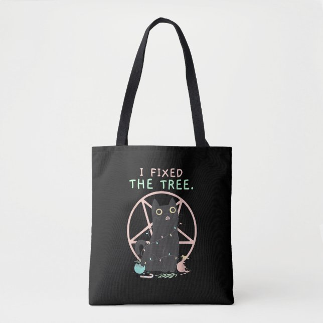 Satanic Demon Cat - Creepy Cute Pastel Goth Christ Tote Bag (Front)