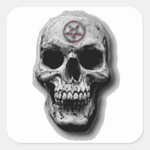 Satanic Evil Skull Design Square Sticker