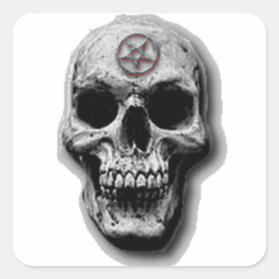 Satanic Evil Skull Design Square Sticker