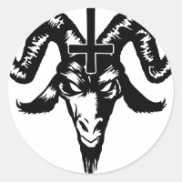Satanic Goat Head with Cross (black)