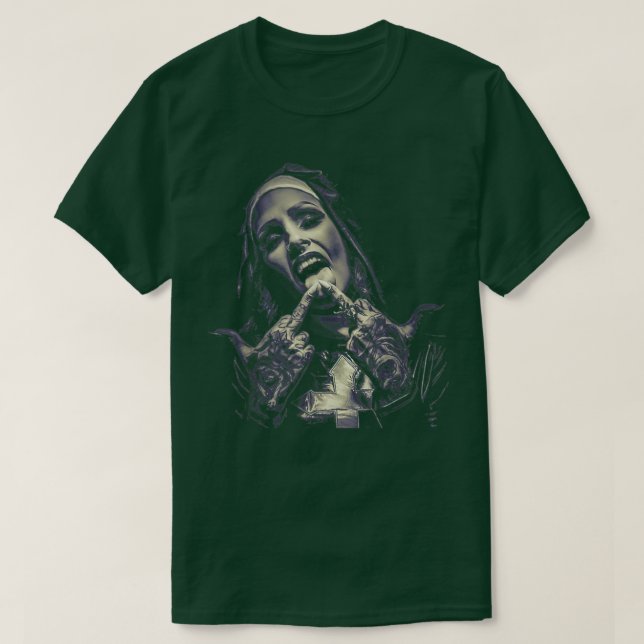 Satanic Nun Tattoos Unholy  T-Shirt (Design Front)