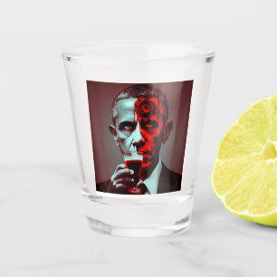 Satanic Obama Drinks the Blood of America  Shot Glass