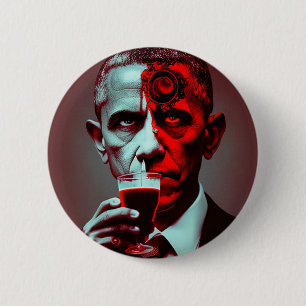 Satanic Obama Drinks the Blood of America Square S 6 Cm Round Badge
