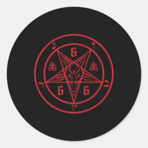 Satanic Pentagram 666 Sigil Of The Devil Baphomet Classic Round Sticker