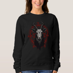 Satanic Pentagram Goat Head Occult Baphomet Atheis Sweatshirt