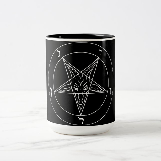 Satanic Pentagram Two-Tone Coffee Mug (Center)