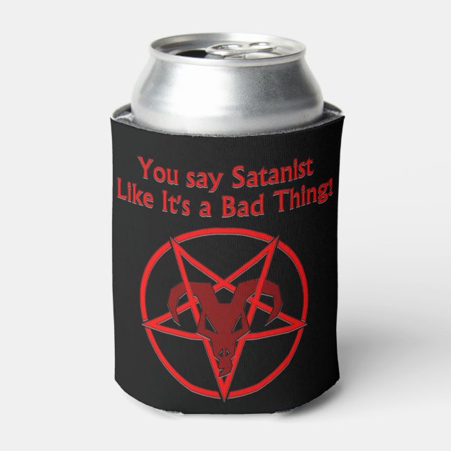 Satanist Bad Thing Dark Humour Goat Pentacle Can Cooler (Can Front)