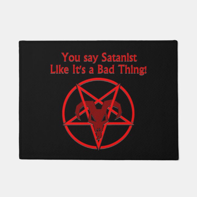 Satanist Bad Thing Dark Humour Goat Pentacle Doormat (Front)