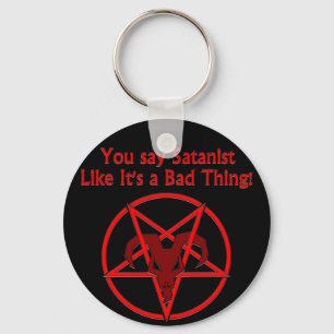 Satanist Bad Thing Dark Humour Goat Pentacle Key Ring