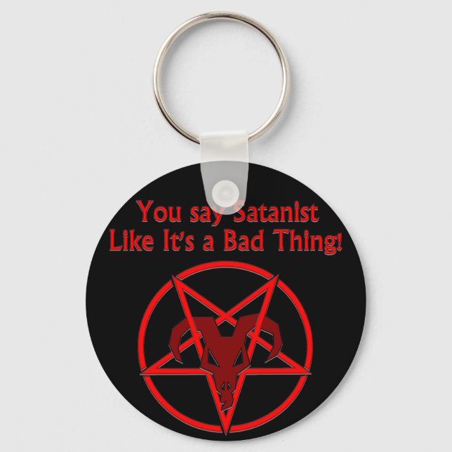 Satanist Bad Thing Dark Humour Goat Pentacle Key Ring (Front)