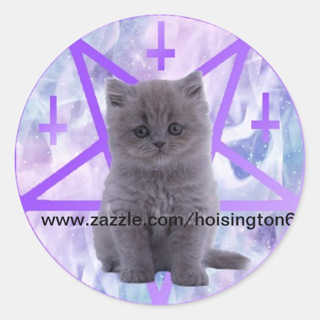 satanist kitty for hoisington6 classic round sticker (Front)