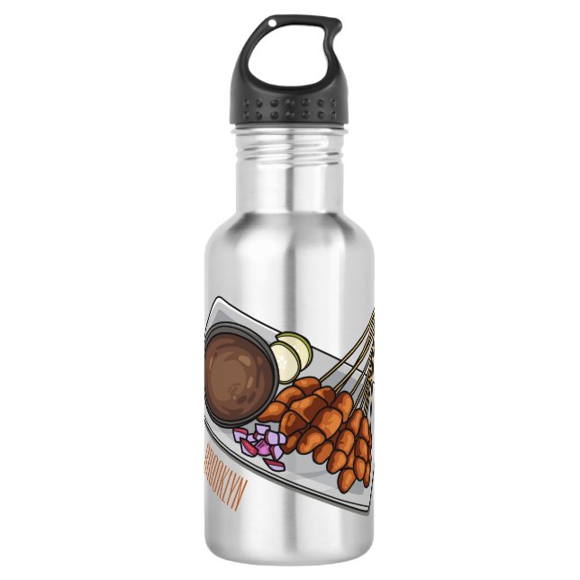 Satay cartoon illustration  532 ml water bottle (Front)