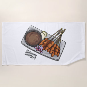 Satay cartoon illustration beach towel