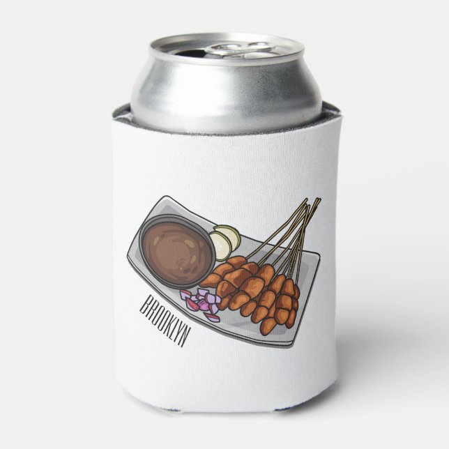 Satay cartoon illustration can cooler (Can Front)