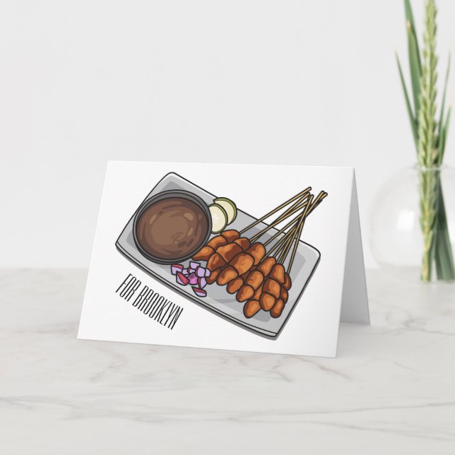 Satay cartoon illustration card (Front)