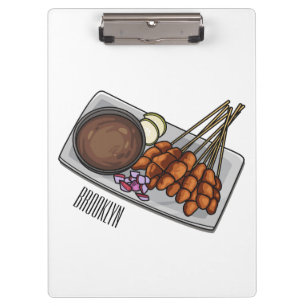 Satay cartoon illustration clipboard