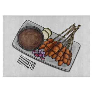 Satay cartoon illustration cutting board