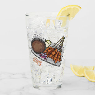 Satay cartoon illustration glass