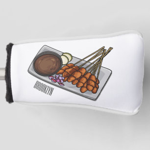 Satay cartoon illustration golf head cover