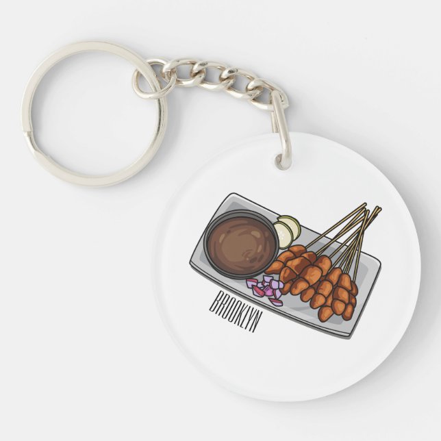 Satay cartoon illustration  key ring (Front)