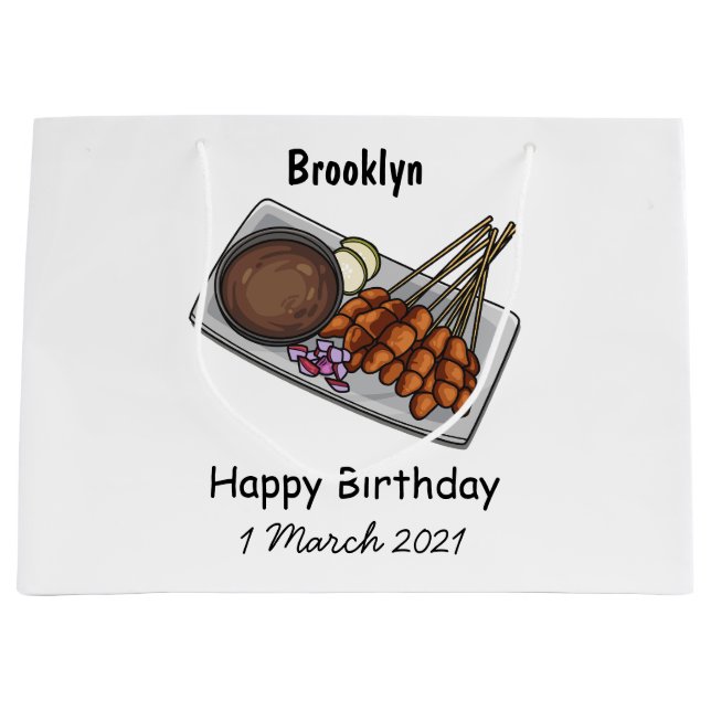 Satay cartoon illustration large gift bag (Front)