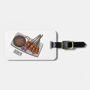 Satay cartoon illustration luggage tag