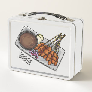 Satay cartoon illustration  metal lunch box
