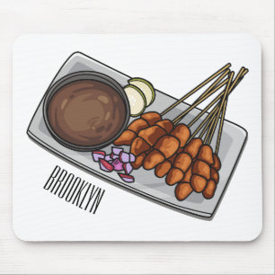 Satay cartoon illustration mouse mat