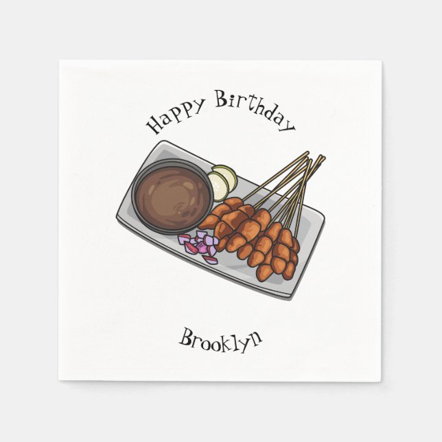 Satay cartoon illustration napkin (Front)