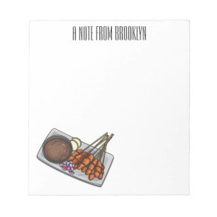 Satay cartoon illustration  notepad