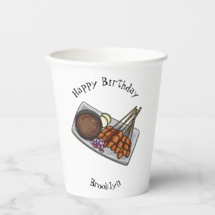 Satay cartoon illustration paper cups