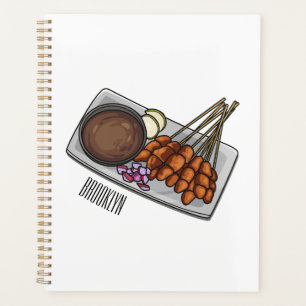 Satay cartoon illustration planner