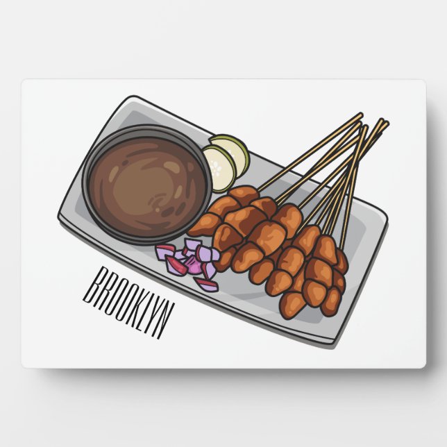 Satay cartoon illustration plaque (Front)