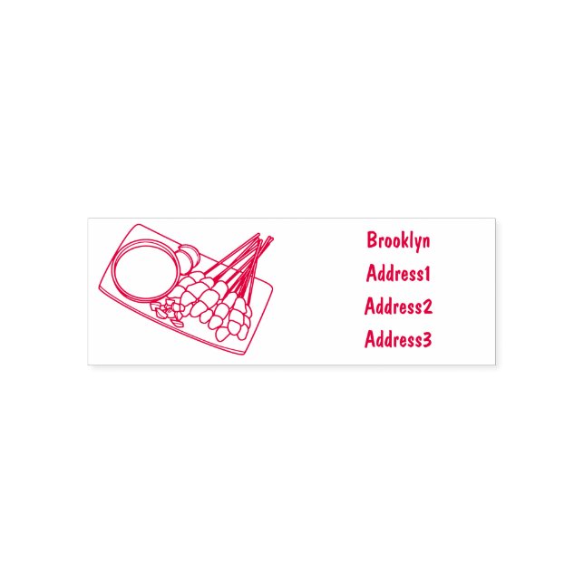 Satay cartoon illustration self-inking stamp (Design)