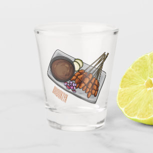 Satay cartoon illustration shot glass