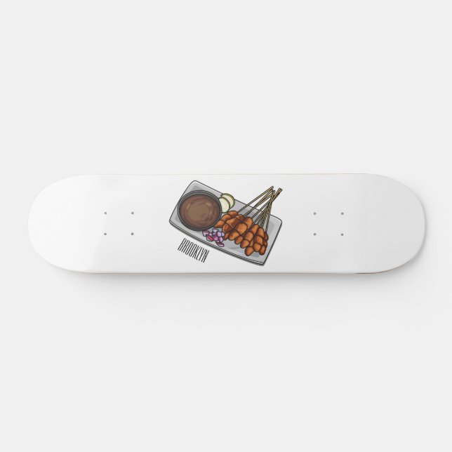 Satay cartoon illustration  skateboard (Horz)