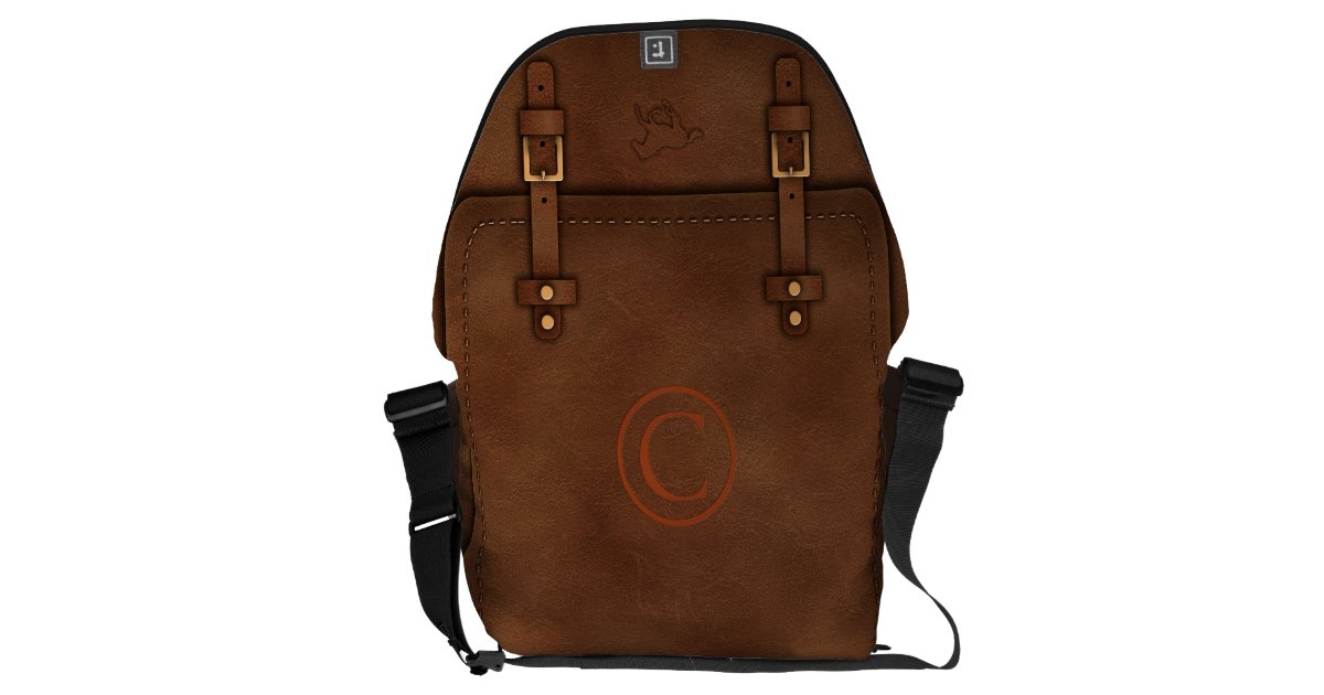 satchel Pony Express leather Monogram quot C quot Courier Bag Zazzle