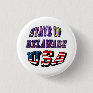 Sate of Delaware Picture and USA Flag Text 3 Cm Round Badge