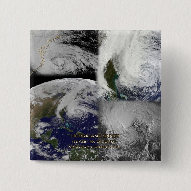 Satellite Collage View of Hurricane Sandy 15 Cm Square Badge (Front)