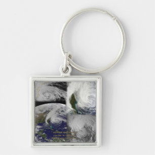 Satellite Collage View of Hurricane Sandy Key Ring
