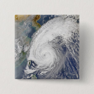 Satellite image of a typhoon 15 cm square badge