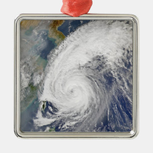 Satellite image of a typhoon metal tree decoration